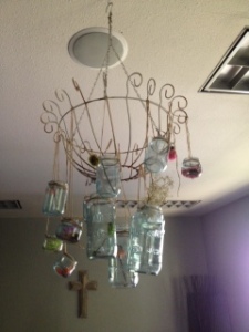 Recycled chandelier decor